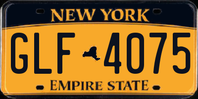 NY license plate GLF4075