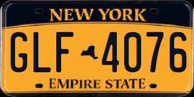 NY license plate GLF4076