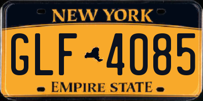 NY license plate GLF4085