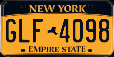 NY license plate GLF4098