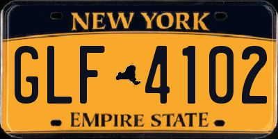 NY license plate GLF4102