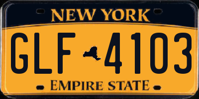 NY license plate GLF4103