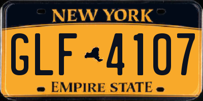 NY license plate GLF4107