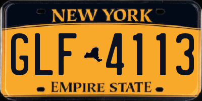 NY license plate GLF4113
