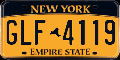 NY license plate GLF4119