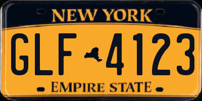 NY license plate GLF4123