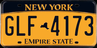 NY license plate GLF4173