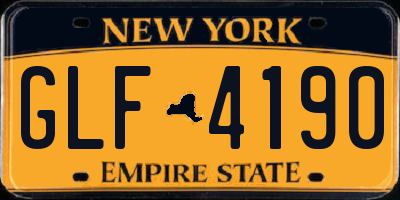 NY license plate GLF4190