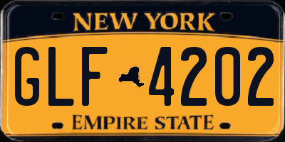 NY license plate GLF4202