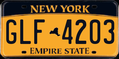 NY license plate GLF4203