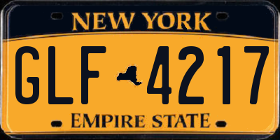NY license plate GLF4217