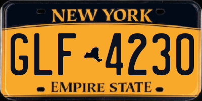 NY license plate GLF4230