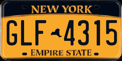 NY license plate GLF4315