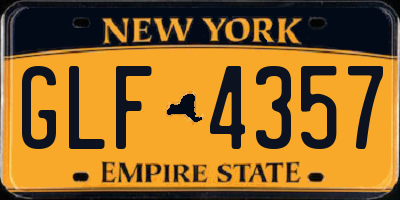NY license plate GLF4357