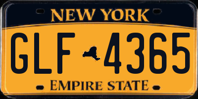 NY license plate GLF4365
