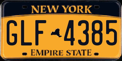 NY license plate GLF4385