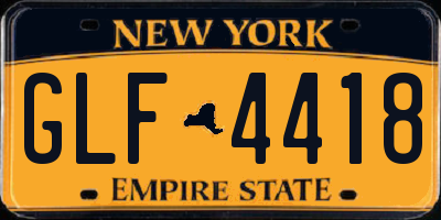 NY license plate GLF4418