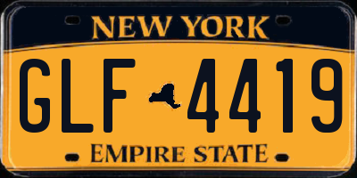 NY license plate GLF4419