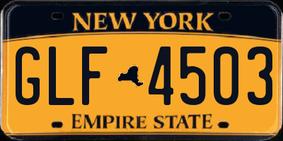 NY license plate GLF4503