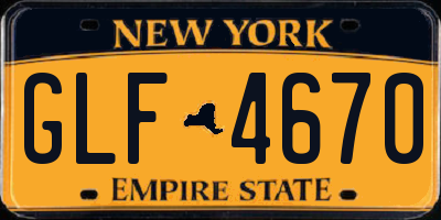NY license plate GLF4670