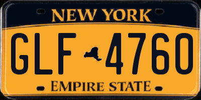 NY license plate GLF4760