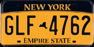 NY license plate GLF4762