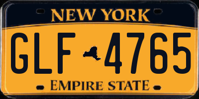 NY license plate GLF4765