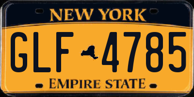 NY license plate GLF4785