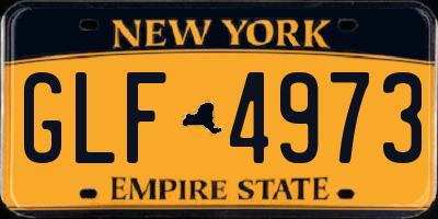 NY license plate GLF4973