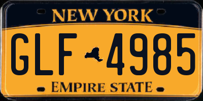 NY license plate GLF4985