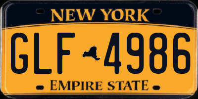 NY license plate GLF4986