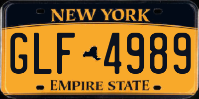 NY license plate GLF4989