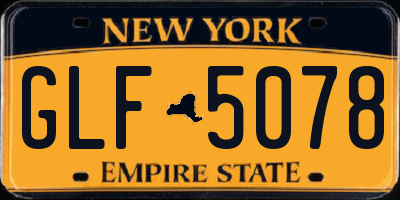 NY license plate GLF5078