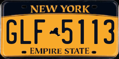 NY license plate GLF5113