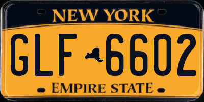 NY license plate GLF6602