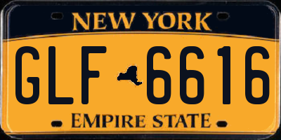 NY license plate GLF6616