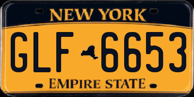 NY license plate GLF6653