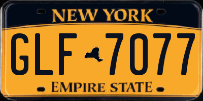 NY license plate GLF7077