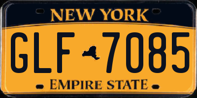 NY license plate GLF7085