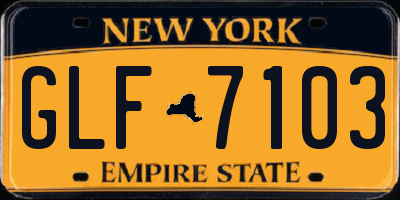 NY license plate GLF7103