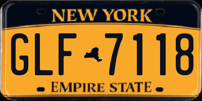 NY license plate GLF7118