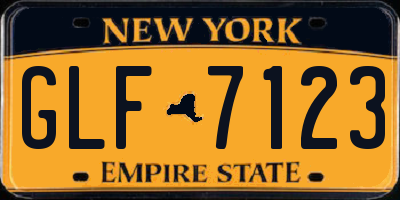 NY license plate GLF7123