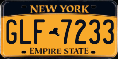 NY license plate GLF7233