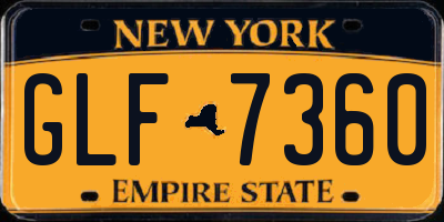 NY license plate GLF7360