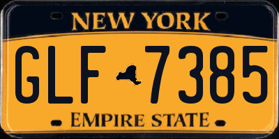 NY license plate GLF7385