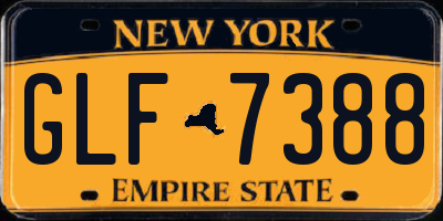 NY license plate GLF7388