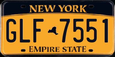 NY license plate GLF7551