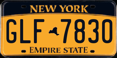 NY license plate GLF7830