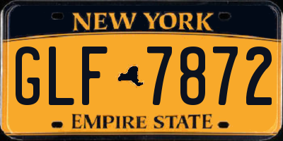 NY license plate GLF7872