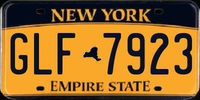 NY license plate GLF7923